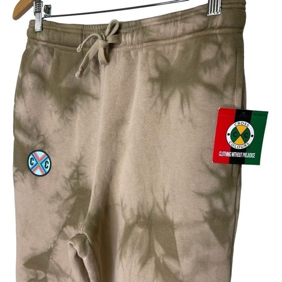 Cross Colours Sweatpants Tie Dye Nude Fleece Jersey Joggers Pockets Size Small - Picture 6 of 14